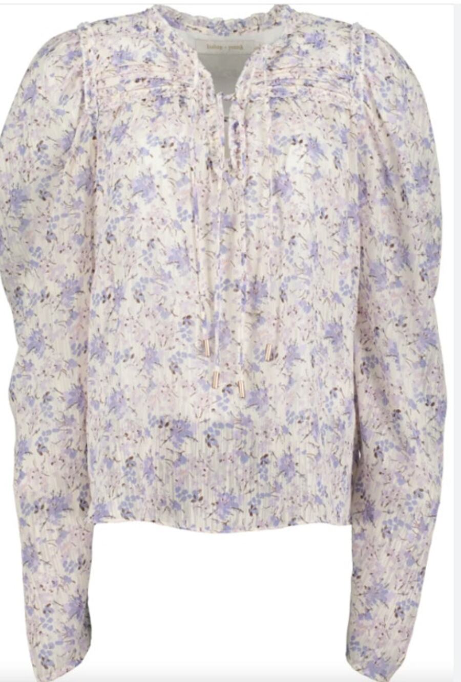 Bishop + Young Floral Sydney Blouse Front Ties Flowy Peasant Top Size M NWT